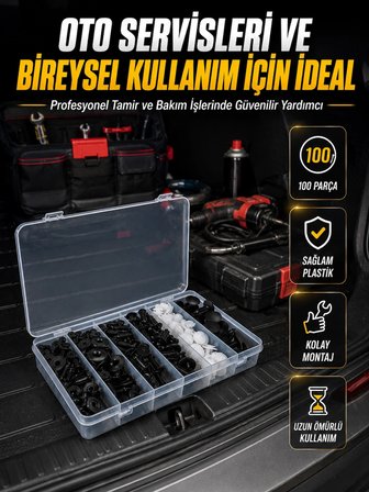 Karg Araç Kapı Döşemesi Ve Tampon Klipsi Seti Universal Plastik Sabitleme Klipsi 100 Parça Najmaddin