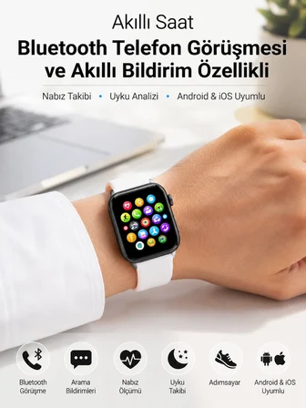 Mey Mey İthalat Nabız Ölçümü, Uyku Takibi ve Günlük Aktivite Analizi Sunan Zarif Tasarımlı Beyaz Akıllı Saat Najmaddin