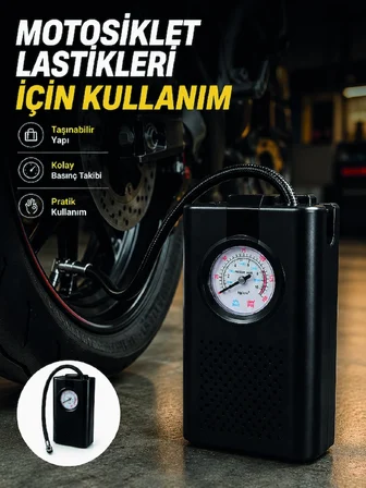 Mey Mey İthalat Araç Lastik Şişirme Pompası Taşınabilir Analog Basınç Göstergeli Hava Kompresörü Najmaddin