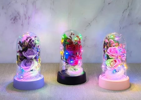 Karg Işıklı Müzikli Romantik Fanus Tekli Gül Alk5007 Najmaddin