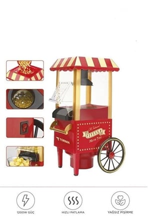 Tedar Yağsız Mısır Patlatma Popcorn Makinesi Kırmızı Najmaddin