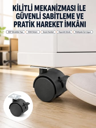 Hepsi Kilitli Mini Tekerlek Ayak 4 cm 4’lü Set Najmaddin