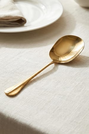 Bez Gold Büyük Boy Paslanmaz Çelik Servis Kaşığı & Profesyonel Sunum Gereci 25 cm Najmaddin