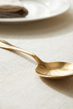 Bez Gold Büyük Boy Paslanmaz Çelik Servis Kaşığı & Profesyonel Sunum Gereci 25 cm Najmaddin