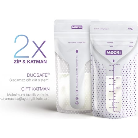 Mochi Anne Sütü Saklama Poşeti 50 Adet 200ml Najmaddin