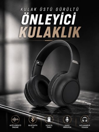 Kulak Üstü Kablosuz Bluetooth Kulaklık Gürültü Önleyici Ayarlanabilir Najmaddin