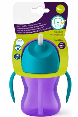 Mey Mey İthalat Desenli Pipetli Bardak 200 ml Kız Najmaddin