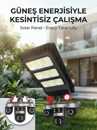 Karg Solar Panelli Akıllı Güvenlik Kamerası Led Projektörlü Najmaddin