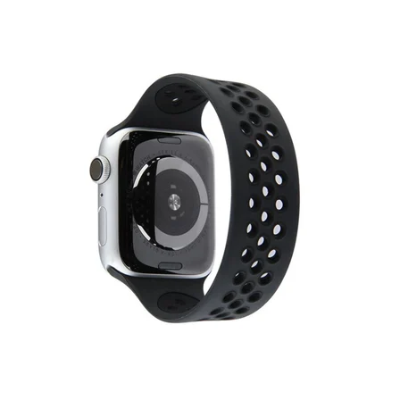 Tedar Apple Watch 42mm Ayarlı Delikli Silikon Kordon - Siyah-siyah Najmaddin