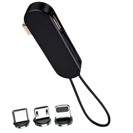 Sh Powermaster Pm-25906 Siyah 3in1  (type C- Lightning- Micro Usb) Manyetik Uç Taşınabilir Şarj Kablosu Najmaddin