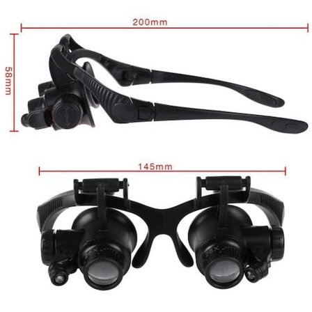 Tedar Gözlük Modeli 10x 15x 20x 25x Lens,2led Işıklı,büyüteç Najmaddin