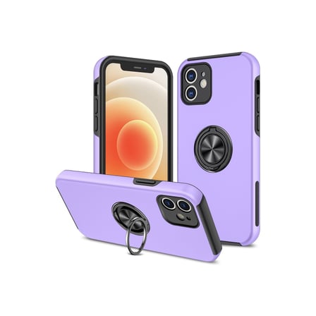 Bez iPhone 12 Kılıf Elit Yüzüklü Kapak - Mor Najmaddin
