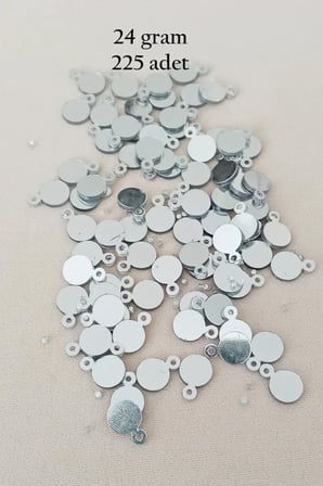 Tedar Oya Abiye Bileklik Kolye Pleksi Metalik Plastik Pul Gümüş Renk 24 gram 225 adet - BNC580 Najmaddin