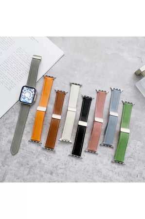 Mark Newface Apple Watch 42mm KR414 Daks Deri Kordon - Lacivert Najmaddin