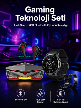 Mey Mey İthalat ANC Özellikli Bluetooth Kulaklık ve Amoled Ekran Akıllı Saat Uyku ve Sağlık Takibi Nabız Ölçer Najmaddin