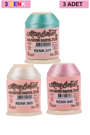 Tedar 3 Adet Altınbaşak Oya ve Dantel İpi 20 gr - Royaleks - No: 905 - 840 - 317 Najmaddin