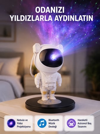 Karg Astronot Projeksiyon Lambası Bluetooth Müzikli Ve Uzaktan Kumandalı Najmaddin