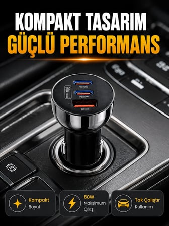 Karg 60w Araç İçi Hızlı Şarj Adaptörü Çift Usb-c Pd Ve Usb-a Qc3.0 Najmaddin