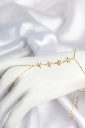 Mey Mey İthalat Gold Renk Zirkon Taşlı Sıralı Kutup Yıldızı Model Şahmeran Najmaddin