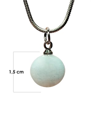 Tedar Kalsedon Doğal Taşı Zincirli El Yapımı Kolye Uç: 1,5 cm Zincir: 20 cm Kutulu Najmaddin