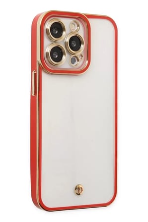 Sh Newface Apple İphone 13 Pro Max Kılıf Liva Lens Silikon - Kırmızı Najmaddin