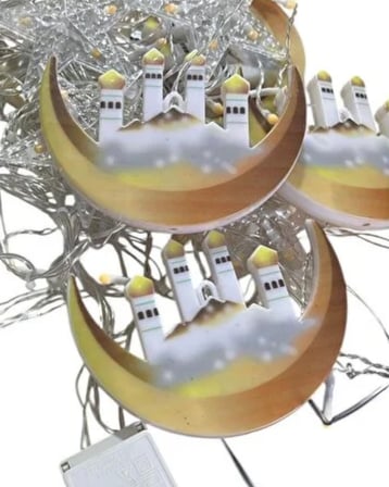 Mey Mey İthalat 3 Metre Ramazan LED Saçak Işık Ev İçi Dekoratif Aydınlatma Najmaddin