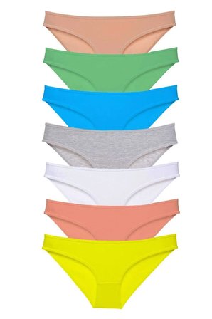 Tedar 7 adet Süper Eko Set Likralı Kadın Slip Külot Çok Renkli Najmaddin