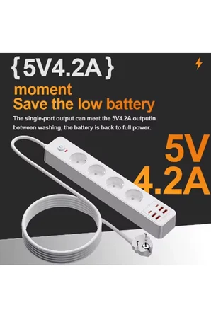 Karg Termal Akım Korumalı 4’lü Priz 4x Usb 2x Type-c Çıkışlı Grup Priz Çoğaltıcı (3500w) Najmaddin
