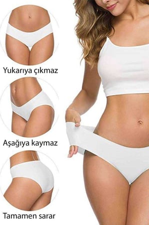 Beru 5 Adet Kadın Dikişsiz Lazer Kesim Esnek İz Yapmayan Külot Beyaz Najmaddin