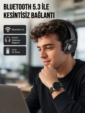 Mey Mey İthalat Siyah Kablosuz Bluetooth Kulaklık 300 mAh Hızlı Şarj Katlanabilir Pedli Yeni Nesil Najmaddin