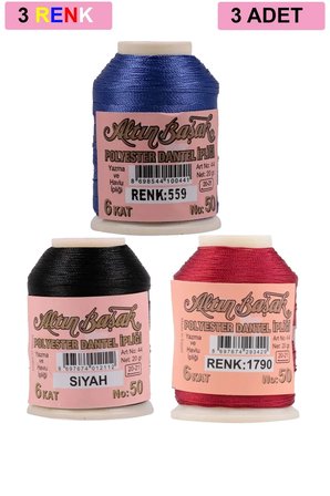 Tedar 3 Adet Altınbaşak Oya ve Dantel İpi 20 gr - Royaleks - No: SİYAH - 1790 - 559 Najmaddin