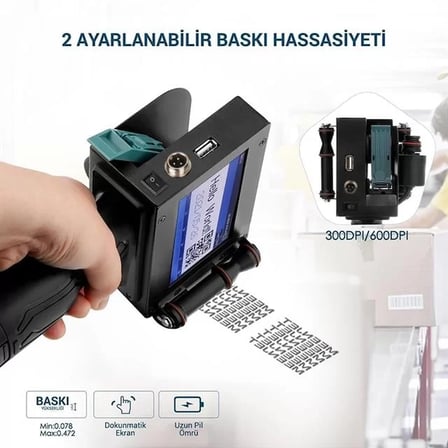 Sh Powermaster Pm-10878 4.3'' Dokunmatik Ekranlı Şarjlı Endüstriyel El Tipi Portatif Mürekkep Yazıcı Najmaddin