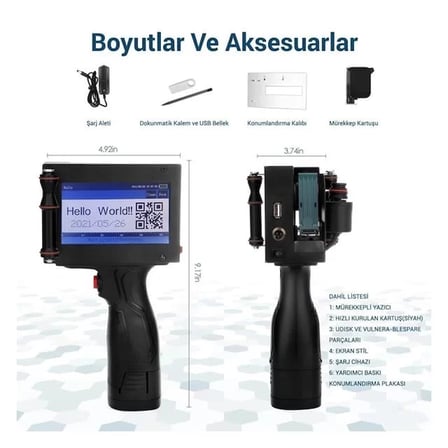 Sh Powermaster Pm-10878 4.3'' Dokunmatik Ekranlı Şarjlı Endüstriyel El Tipi Portatif Mürekkep Yazıcı Najmaddin