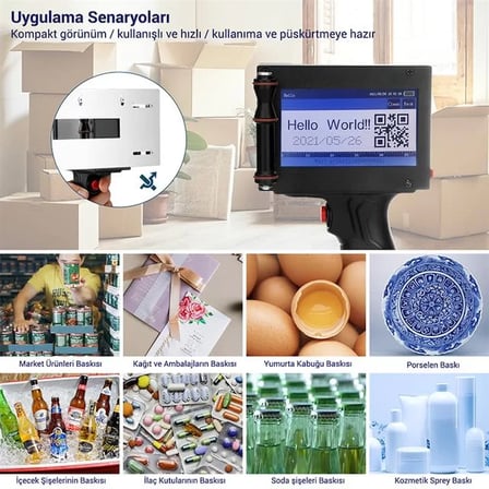 Sh Powermaster Pm-10878 4.3'' Dokunmatik Ekranlı Şarjlı Endüstriyel El Tipi Portatif Mürekkep Yazıcı Najmaddin