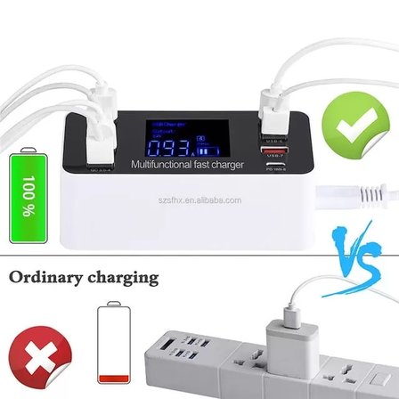 Sh Powermaster Pm-26057 8 Portlu Lcd Ekranlı Akıllı Usb Ve Type-c Pd Şarj İstasyonu Najmaddin