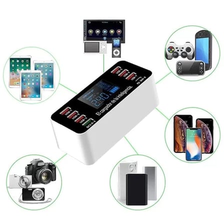 Sh Powermaster Pm-26057 8 Portlu Lcd Ekranlı Akıllı Usb Ve Type-c Pd Şarj İstasyonu Najmaddin