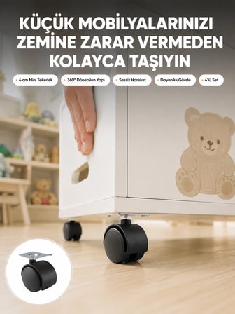Mey Mey İthalat Sehpa ve Ekipmanlar İçin Kilitsiz 4 cm Ayak 4’lü Najmaddin