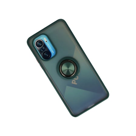 Bez Redmi K40 Kılıf Montreal Yüzüklü Silikon Kapak - Yeşil Najmaddin