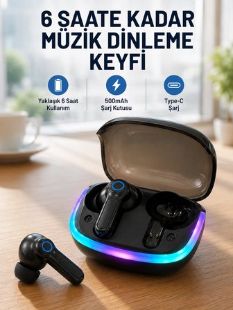 Karg Enc Mikrofonlu Bluetooth 5.4 Kablosuz Kulaklık 40ms Düşük Gecikmeli Tws Kulaklık Najmaddin