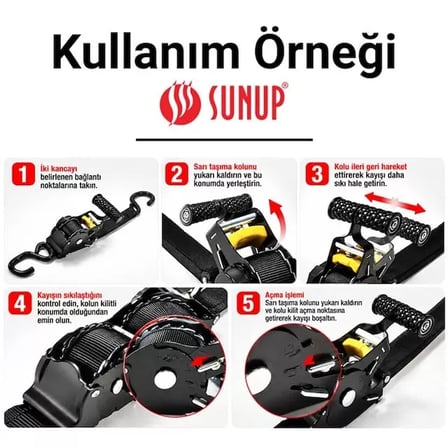 Sh Sunup Sn-37789 3 Metre Otomatik Cırcırlı Bağlama Kayışı Spanzet Kaydırmaz Tutamaklı Dayanıklı Çelik Gövde 230kg Najmaddin