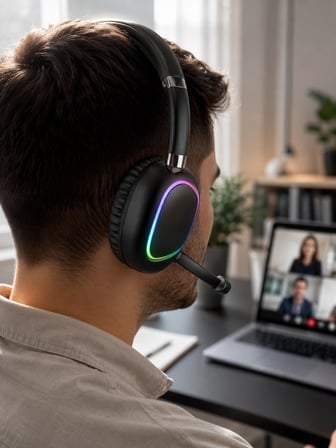 Mey Mey İthalat Bluetooth 5.0 RGB Işıklı Mikrofonlu Kablosuz Kulak Üstü Kulaklık Najmaddin