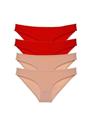 Tedar 4 adet Eko Set Likralı Kadın Slip Külot Kırmızı Ten Najmaddin