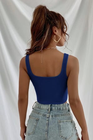 Beru Kadın Lacivert Kalın Askılı Crop Top Büstiyer Najmaddin