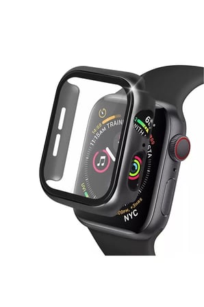 Sh Newface Apple Watch 38mm Camlı Kasa Ekran Koruyucu - Siyah Najmaddin
