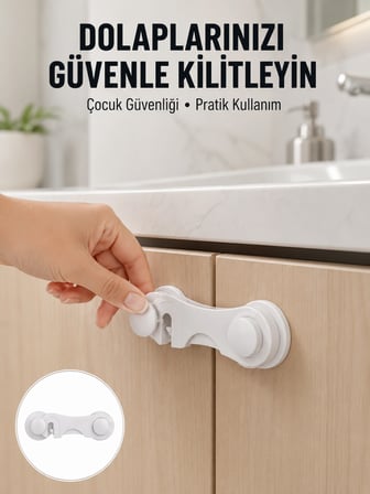 Karg 4 Adet Bebek Güvenlik Dolap Kilidi Çift Taraflı Bantlı Kolay Montajlı Emniyet Seti Yeni Nesil Najmaddin