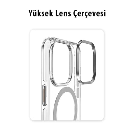 Bez iPhone 14 Pro Kılıf Crystal Magsafe Kapak - Siyah Najmaddin