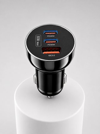 Mey Mey İthalat PD 30W Çift USB-C Araç Şarj Cihazı 60W Hızlı Şarj Adaptörü Najmaddin