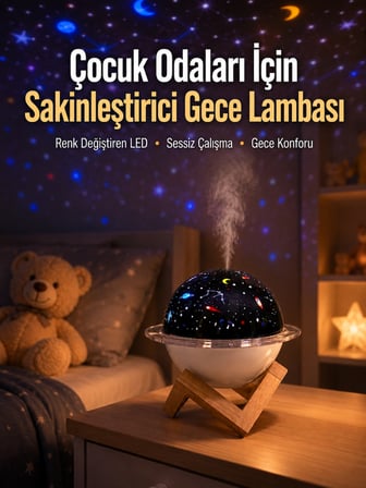 Mey Mey İthalat USB ile çalışan projektörlü aromaterapi nemlendirici masaüstü kullanım için uygun Najmaddin