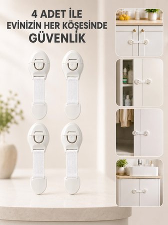 4 Adet Çok Amaçlı Çocuk Güvenlik Kilidi Dolap, Çekmece ve Gardırop İçin Najmaddin