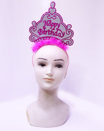 Ticaret Happy Birthday Neon Pembe Renk Doğum Günü Tacı 24x15 cm Najmaddin